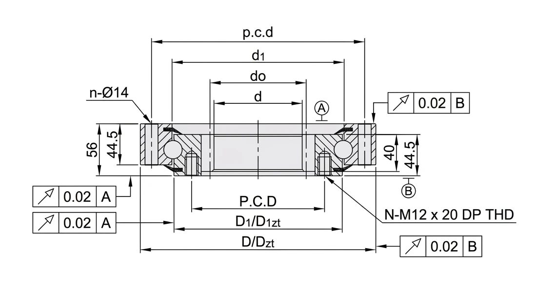 internal gear slewing bearing structure