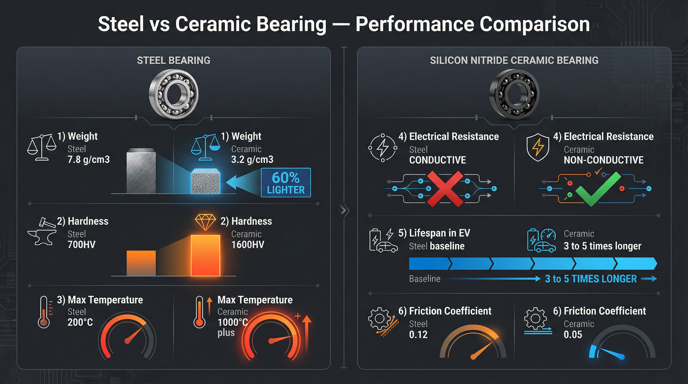 Ceramic Bearing Properties Infographic