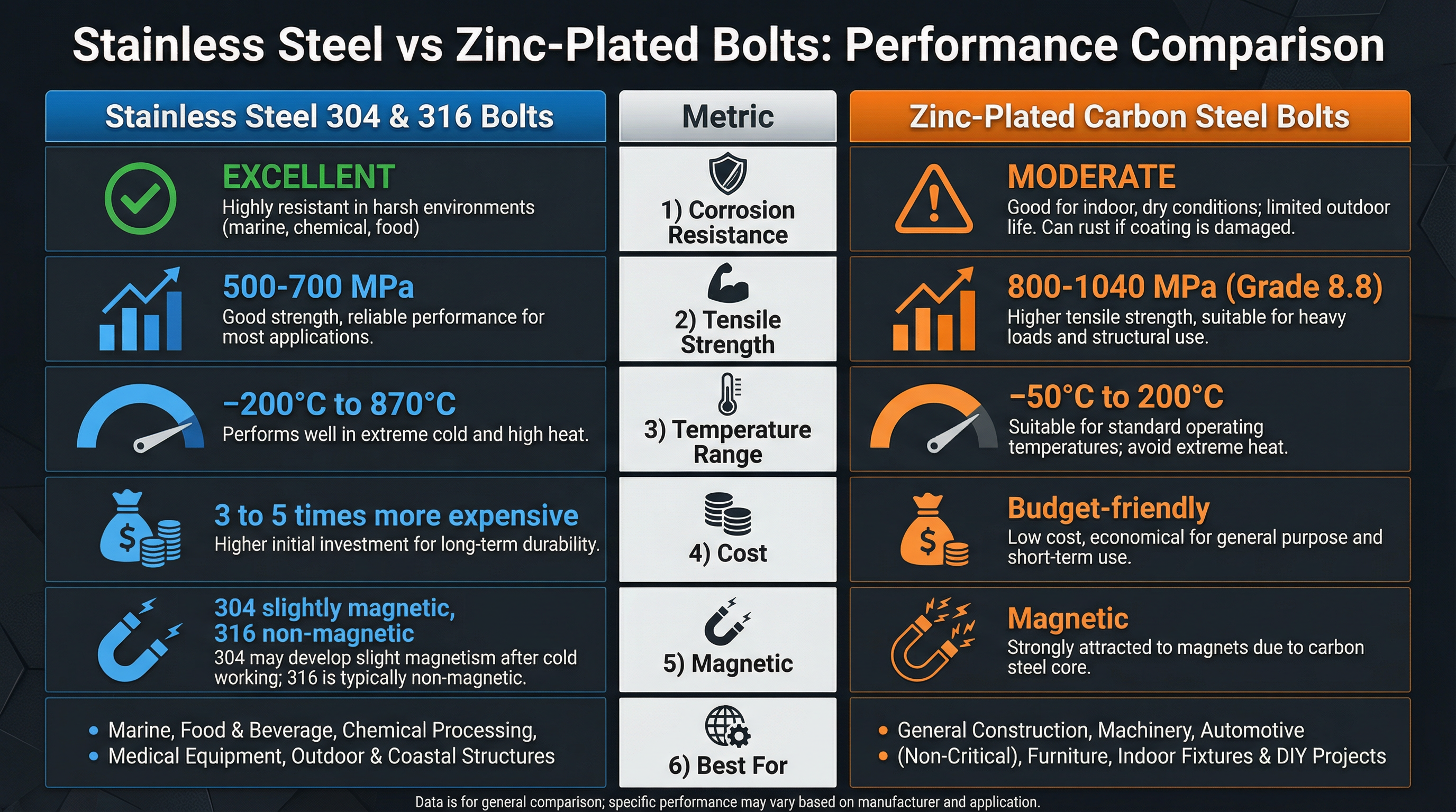 Bolt Material Comparison Infographic