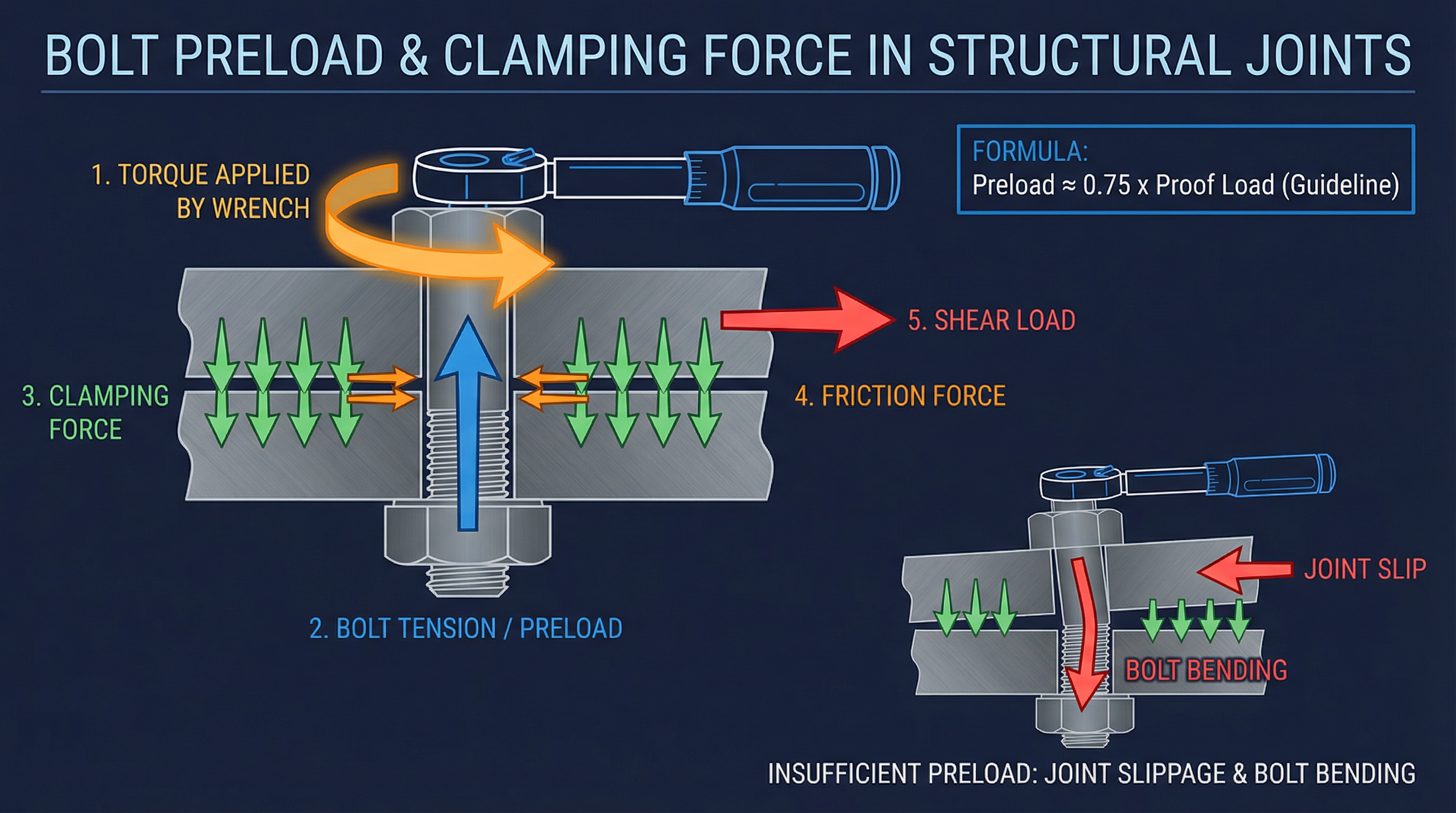 Bolt Preload and Clamping Force Diagram