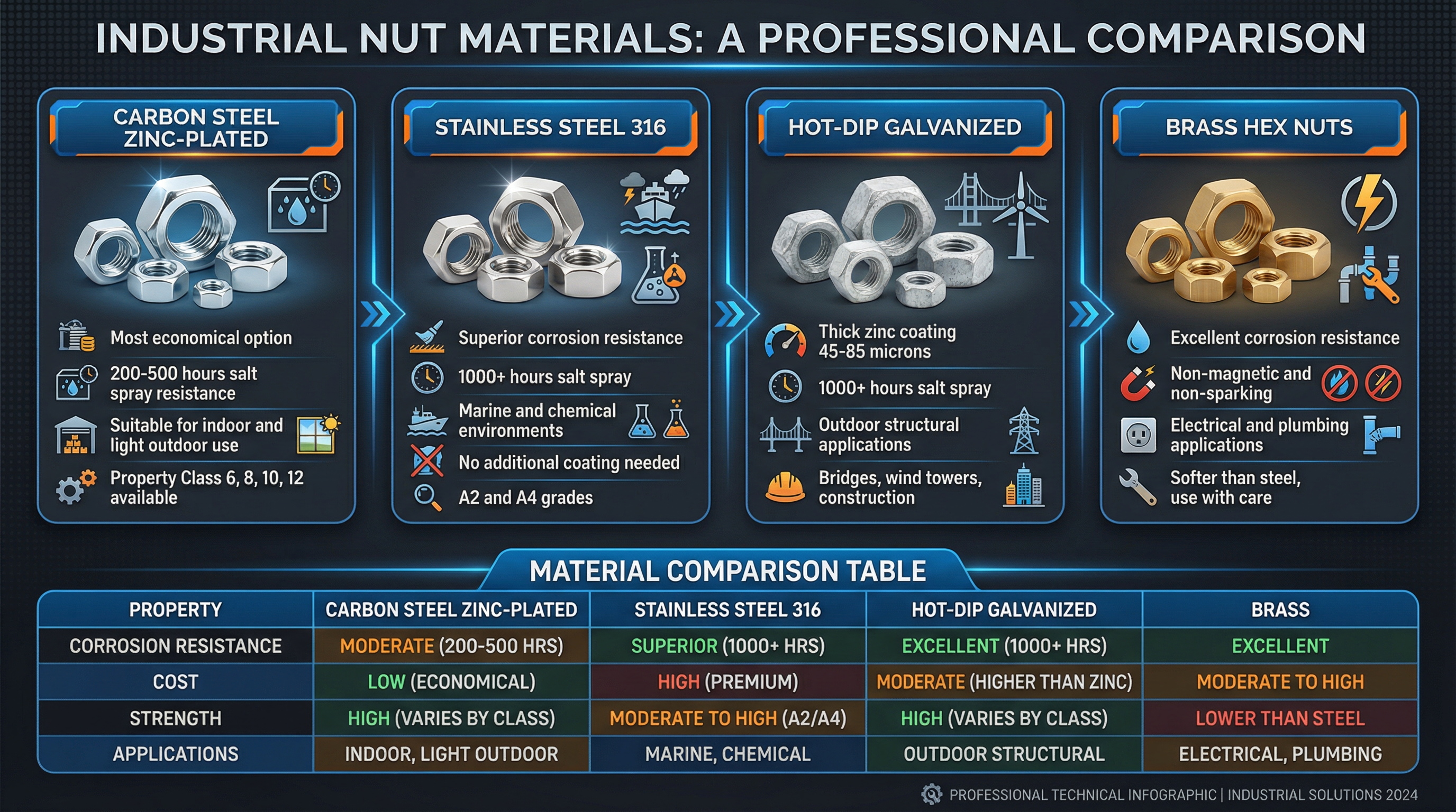 Nut Material Comparison Nut Material Comparison