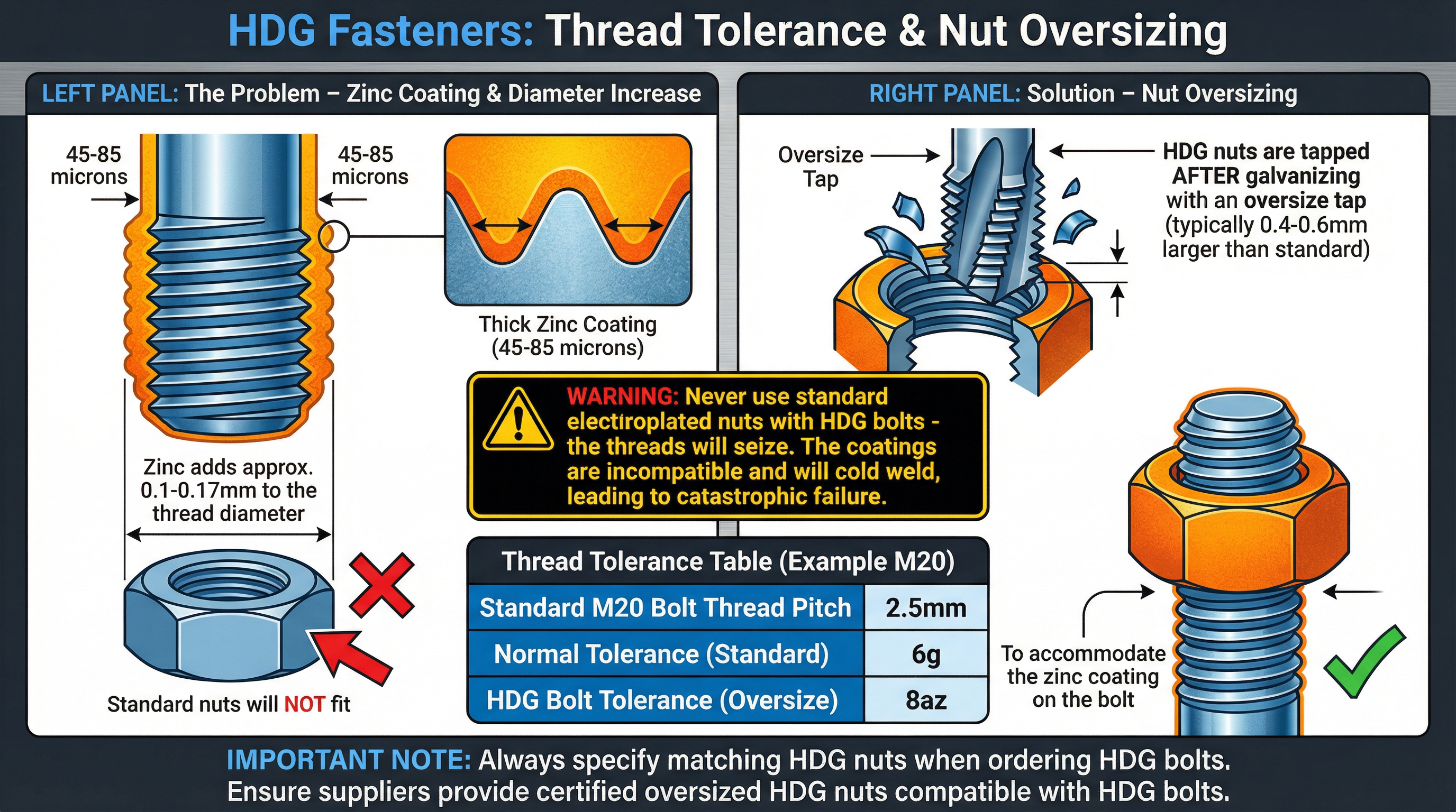 HDG Thread Tolerance Guide
