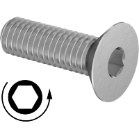 0306FA00002 Left-Hand-Thread Stainless Steel Hex-Drive Flat Head Screws