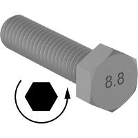0239FA00001 Left-Hand Threaded Medium-Strength Metric Class 8.8 Steel Hex Head Screws