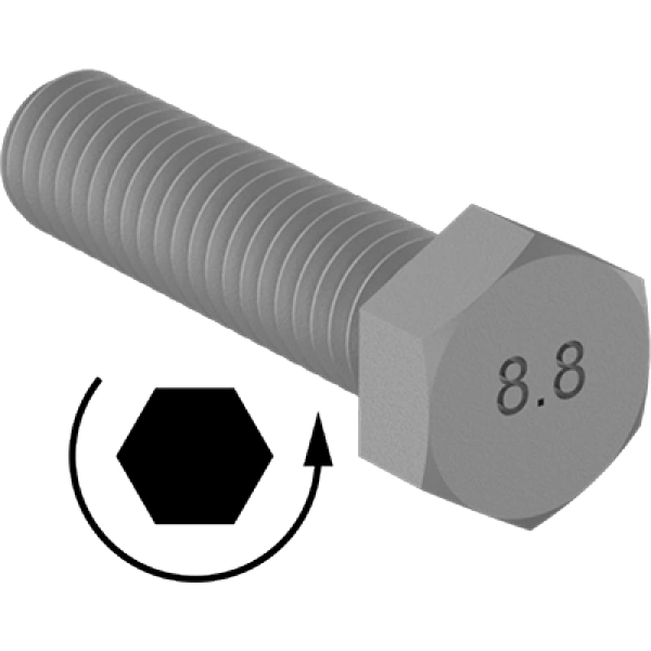 0239FA00002 Left-Hand Threaded Medium-Strength Metric Class 8.8 Steel Hex Head Screws