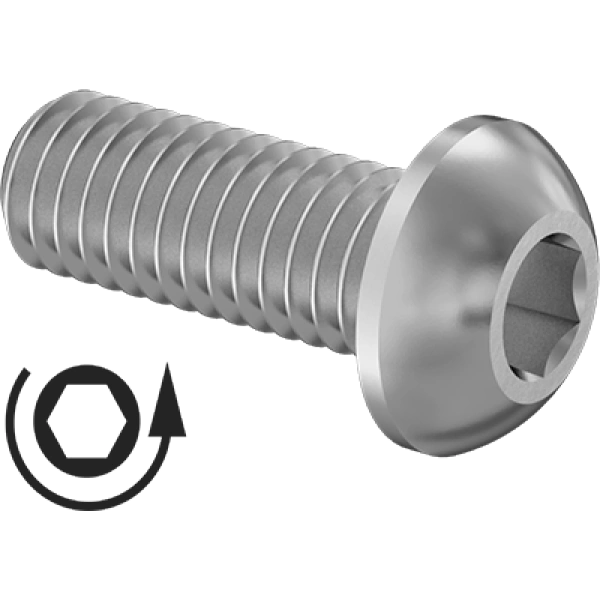 0225FA00002 Left-Hand-Thread Stainless Steel Button Head Hex-Drive Screws