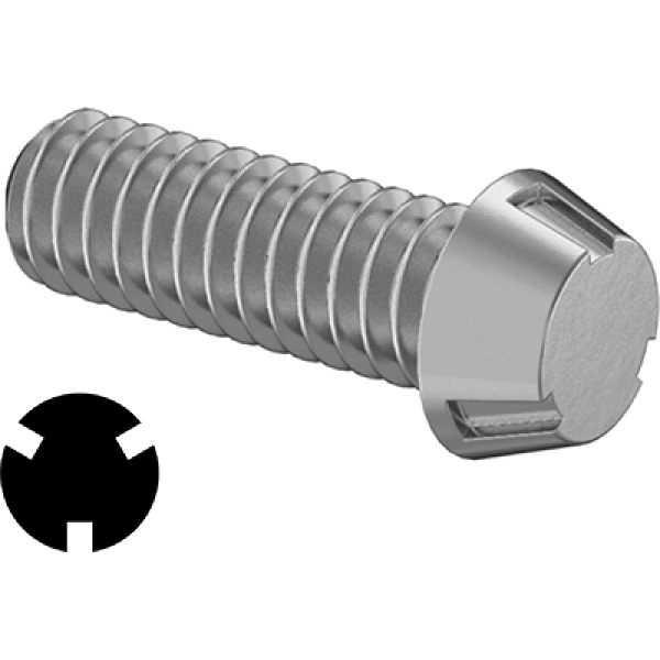 0218FA00001 Tamper-Resistant Tri-Groove-Drive Steel Round Head Screws